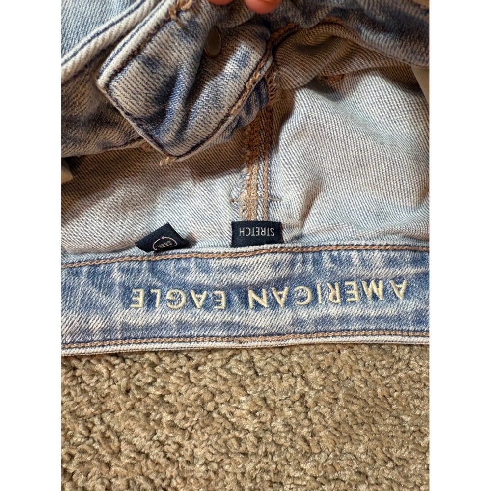 American Eagle Super High-Rise Baggy Wide Leg Cargo Jeans Light Wash Blue Size 4 - Picture 2 of 9